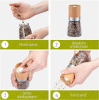 ZOLMER® Wooden Salt and Pepper Grinder Set | Natural Manual Ceramic Mill - Image 4