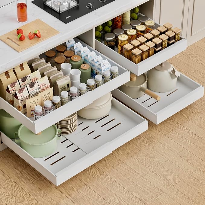 PAKETA 1 Pack Expandable Pull Out Cabinet Organizer, Upgrade 3 Slide Rails by Unknown