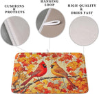 Fall Dish Drying Mats for Kitchen Counter Maple Leaf Cardinal Birds Dish - Image 3