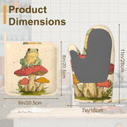 Green Frog Oven Mitts and Pot Holders Sets, Silicone Mushroom Kitchen Mitts - Image 2