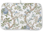 Blue Green Dish Drying Mat 18x24 Inch Chinoiserie Vintage Floral Bird Drying by DAFENA
