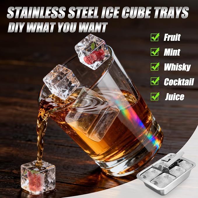 Ice Cube Trays, Large 6-cube Stainless Steel Ice Cube Trays - Image 4