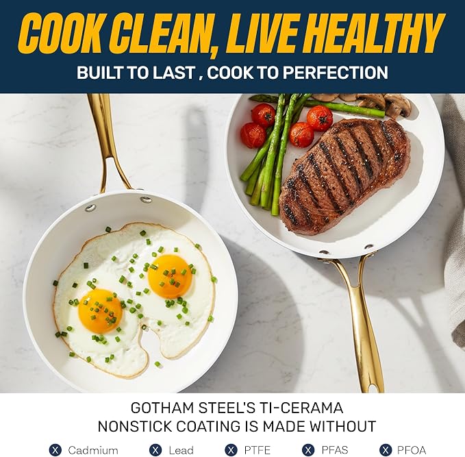 Gotham Steel 12 Pc Ceramic Cookware Set Nonstick, Ceramic Pots and Pans Set Non - Image 4