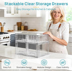 Vtopmart 4 Pack Clear Stackable Storage Drawers, Under Sink and Kitchen - Image 3