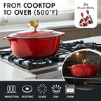 MUELLER HOME 5.5 Quart Enameled Cast Iron Oval Dutch Oven w Rooster Knob & - Image 4