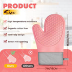 Silicone Oven Mitts, Waterproof Non Slip Grip Oven Gloves - Image 2