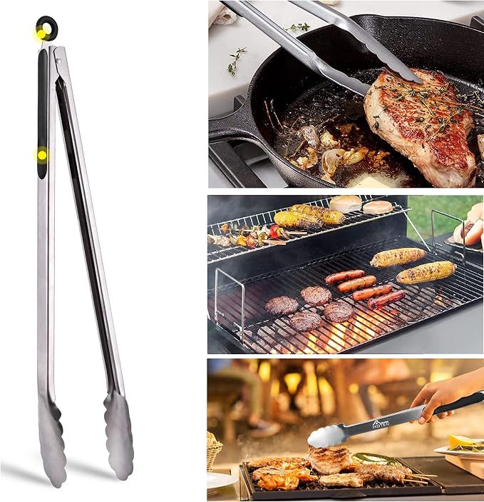 Hotec Stainless Steel Kitchen Tongs, 16 Inch Extra Long Locking Metal Food Tongs - Image 6