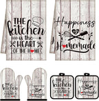 Sratte 6 Pcs Kitchen Decor Accessories Set Farmhouse Towels Pot Holders Oven by Sratte
