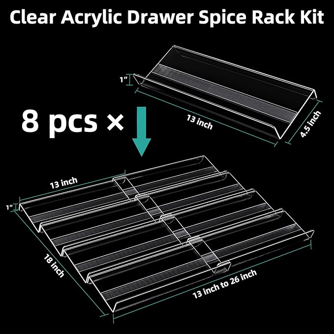 MIUKAA Acrylic Spice Drawer Organizer, 4 Tier - Image 4
