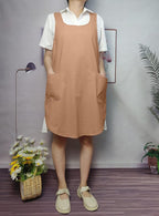 Cotton Cross Back Aprons Solid Color Cooking Kitchen Garden Smock - Image 6