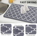 WISELIFE Dish Drying Mat Super Absorbent Drying Mat Large Dish Drying Mats - Image 3