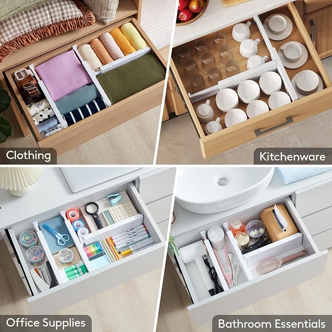 Lifewit 8 Pack 4" High Drawer Dividers 28-43.5cm/11-17" Adjustable Drawer - Image 8