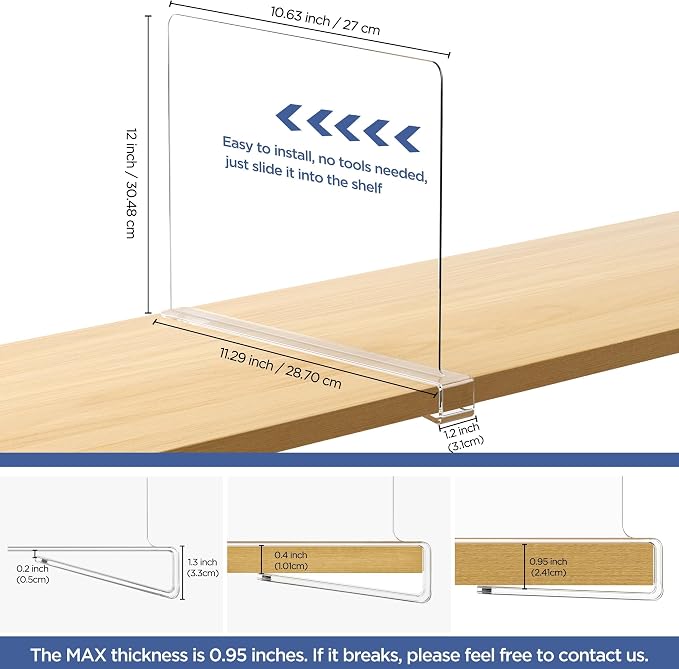 18 Pack 12 Inches Clear Shelf Dividers - Image 2