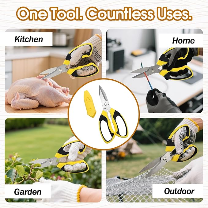 8 Inch Utility Scissors for Kitchen, Craft & DIY – Heavy Duty Stainless Steel - Image 6