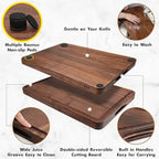 AZRHOM Walnut Wood Cutting Board, 17x11in Large Wooden Chopping Boards - Image 6
