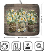 Flower Vase Dish Drying Mats 16x18 Inch Rustic Wood Reversible Microfiber - Image 2