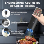 UNNEES Rechargeable Electric Salt and Pepper Grinder set of 2, gravity electric - Image 4