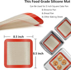 Square Silicone Baking Mats for 9 Inch Cake Pan, 8.5" Food Grade Non-stick - Image 2