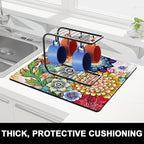 Rnivvi Dish Drying Mat for Kitchen Counter, 16 x 18" Cute Flower Theme - Image 2