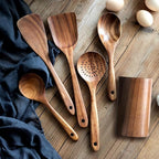 6 PCS Wooden Cooking Utensils Set, Wooden Spoons - Image 3