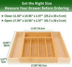 VaeFae Bamboo Drawer Organizer, Expandable Silverware Drawer Organizer - Image 3