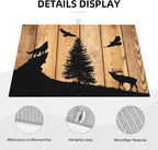 Retro Rustic Wolf Deer Forest Brown Wood Dish Drying Mat - Image 4