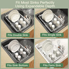 MAJALiS Dish Drying Rack Over The Sink, Expandable Stainless Steel Dish Drainer - Image 4