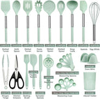 QMVESS Silicone Cooking Utensils Set, 446°F Heat Resistant Spatula, Spoons Set - Image 3