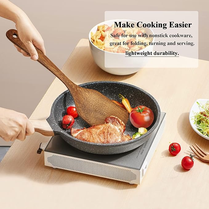 Wooden Spatula for Cooking 12 Inches Wood Spatula Slotted Turner Cooking - Image 6