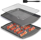 Baking Sheet with Wire Rack, 17 x 12 Inch Nonstick Cookie Sheets Pan Set with by SSAWcasa