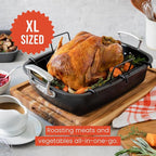 Chef Pomodoro Deluxe Large Carbon Steel Roasting Pan - Image 9