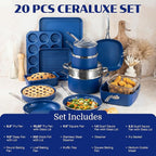 Granitestone Ceraluxe 20 Pc Ceramic Cookware Set Nonstick, Complete Pots and - Image 2