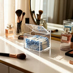 Clear Acrylic Qtip Holder With Lid Cotton Balls Swab Organizer, Square Q Tip - Image 5