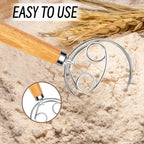 Danish Dough Whisk Stainless Steel Wooden Handle - Image 2