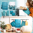 Bencailor 6 Pcs Boho Mountains Kitchen Towels Oven Mitts and Pot Holders Set - Image 2