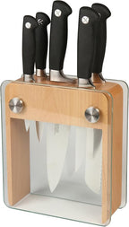 Mercer Culinary M20050 Genesis 6-Piece Wood / Glass Knife Block Set by MercerCulinary
