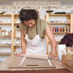 Newtay 12 Pcs Pottery Tools Include 1 Wood Rolling Pin Sculpting Polymer Clay - Image 6