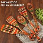Wooden Spoons for Cooking, WOSPONFAN Kitchen Utensils Set, Pakkawood Kitchen - Image 6
