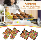 Mandala Flower Pattern Oven Gloves and Hot Pads Set - Image 7