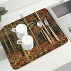 Fall Dish Drying Mat for Kitchen Counter Autumn Forest Vintage Botanical Nature - Image 8