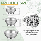 Bokon 3 Pcs Stainless Steel Colander Set Colander Bowl and Sieves 1/3/5 Quart - Image 2