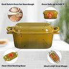 4.6 Quart Dutch Oven for Bread Baking, Combo Oval Enameled Cast Iron Bread Pan - Image 5