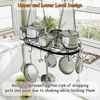 24.4” Metal Pot Rack Hanging, Oval Pan Rack Hanging - Image 4