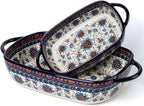 Baking Dish Ceramic Baking Pan Blue Casserole Dish Rectangular Baking Set 2pcs by ONECCI