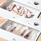6 Set Clear Plastic Junk Drawer Organizer Vanity Curlery Utensil Makeups - Image 3