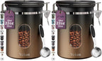 Veken Coffee Canister with Window, Airtight Stainless Steel Kitchen Food by Veken