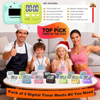 Antonki 2 Pack Digital Timer for Kids, Magnetic Countdown Kitchen Timers for - Image 8