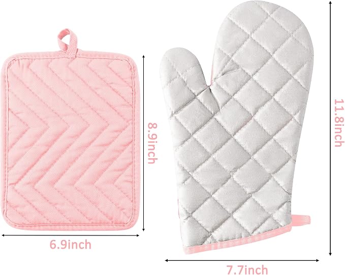 GROBRO7 6Pcs Cotton Oven Mitts and Pot Holders Set Heat Resistant Hot Pads - Image 2