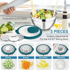 E-far Mixing Bowls with Lids and Graters, Stainless Steel Salad Mixing Bowl - Image 3