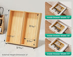 Bamboo Kitchen Drawer Organizer Boxes – 12" x 6" Stackable Wood Silverware - Image 2